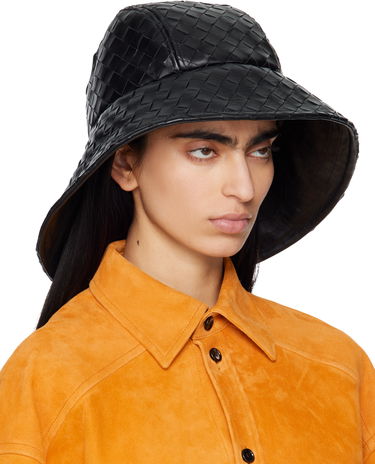 Klobúk Bottega Veneta Bottega Veneta Intrecciato Leather Beach Hat Čierna | 821608 V2JG0, 1