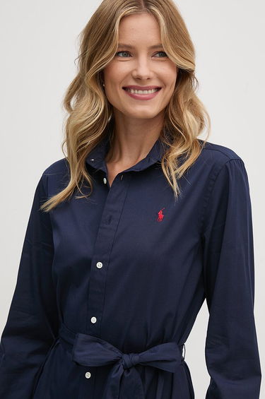 Šaty Polo by Ralph Lauren Long Sleeve Midi Shirt Dress Modrá | 211944007, 4