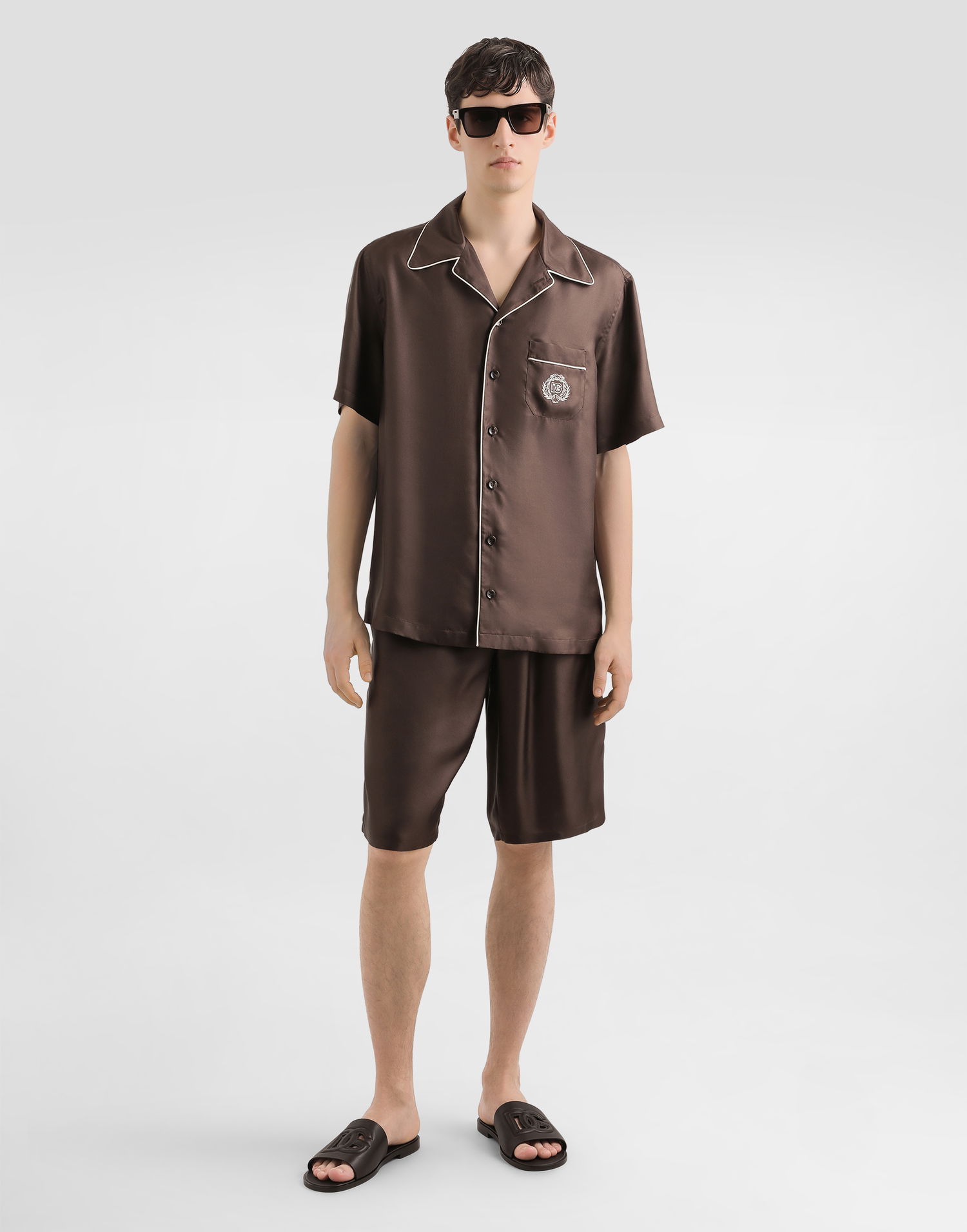 Šortky Dolce & Gabbana Dolce & Gabbana Silk Twill Shorts Hnedá | GV5MAZFU10SM1213, 1