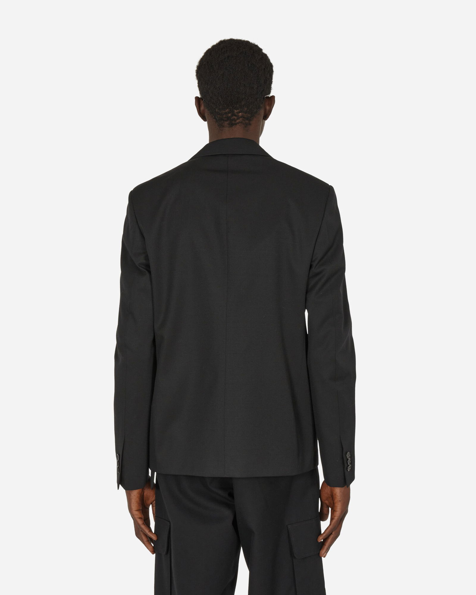 Embroidered Wool Strap Blazer Black