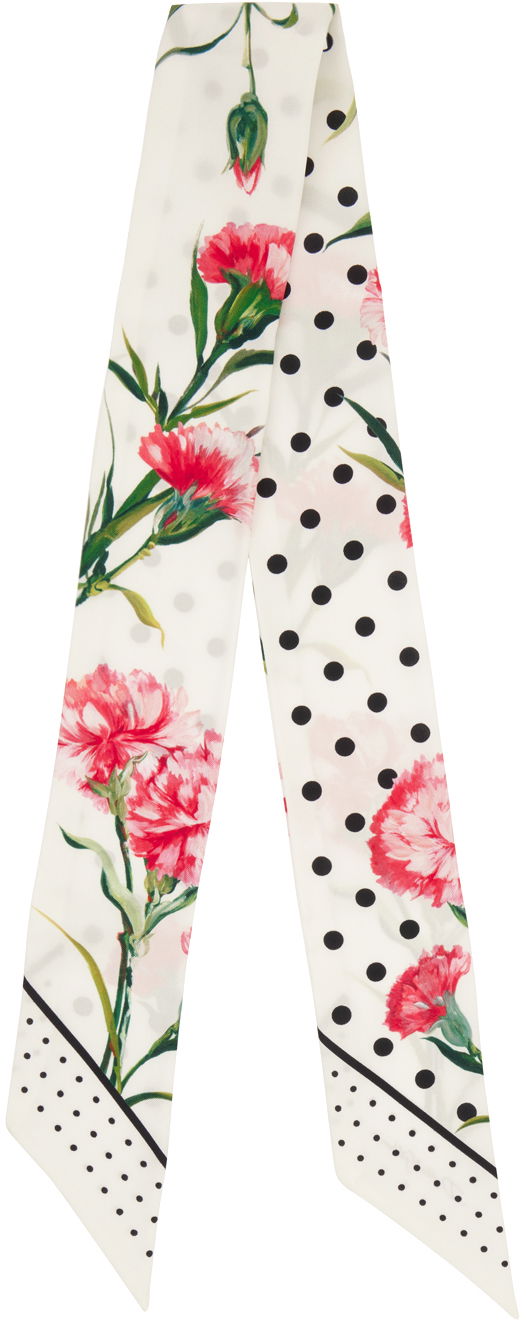 Šál Dolce & Gabbana White Carnation-Print Scarf Biela | FS215A GDAWY, 0