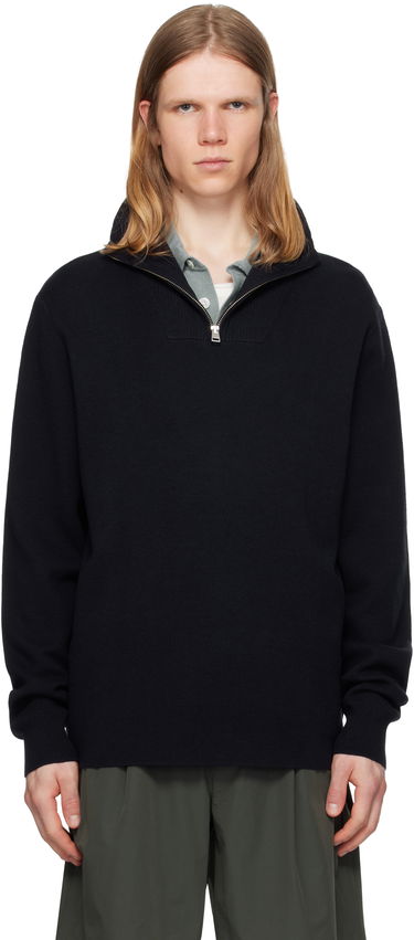 Sveter NORSE PROJECTS Norse Projects Arild Merino Cotton Milano Zip Sweater Navy | N45-0637, 0