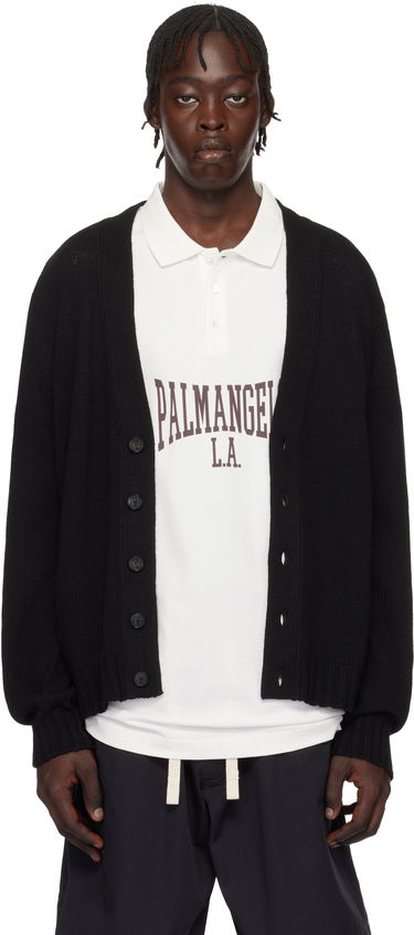 Sveter Palm Angels Curved Logo Black Cardigan Čierna | PMHB035S25KNI0011008, 0