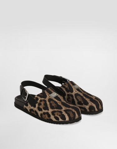 Tenisky a topánky Dolce & Gabbana Dolce & Gabbana Canvas Leopard Print Mules with Back Strap Hnedá | A80465A6A87HY13M, 1