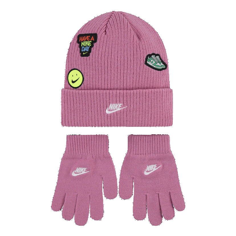 Oblečenie a doplnky Nike Have a Nike Day Patch Beanie and Gloves Set Ružová | 9A3135-U89