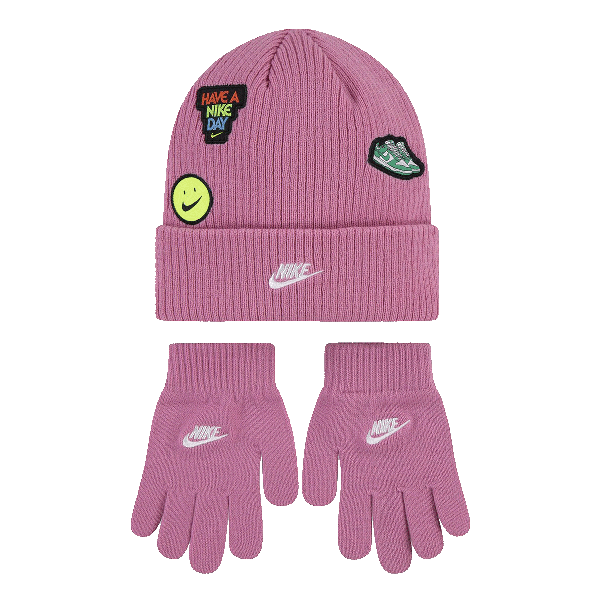 Oblečenie a doplnky Nike Have a Nike Day Patch Beanie and Gloves Set Ružová | 9A3135-U89, 0