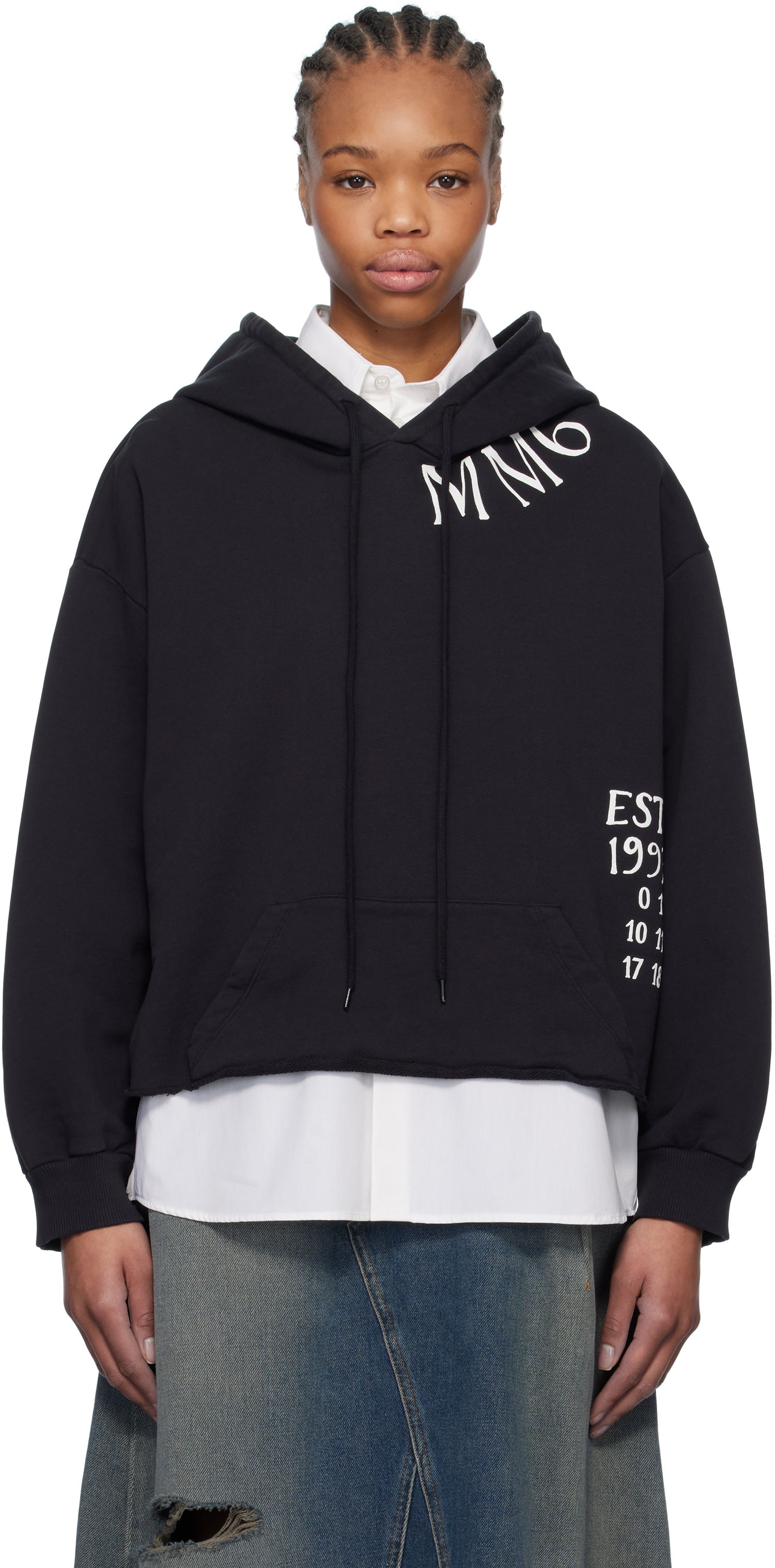 Mikina Maison Margiela MM6 Maison Margiela Raw Edge Cropped Hoodie Čierna | S52GU0241 M25012, 0