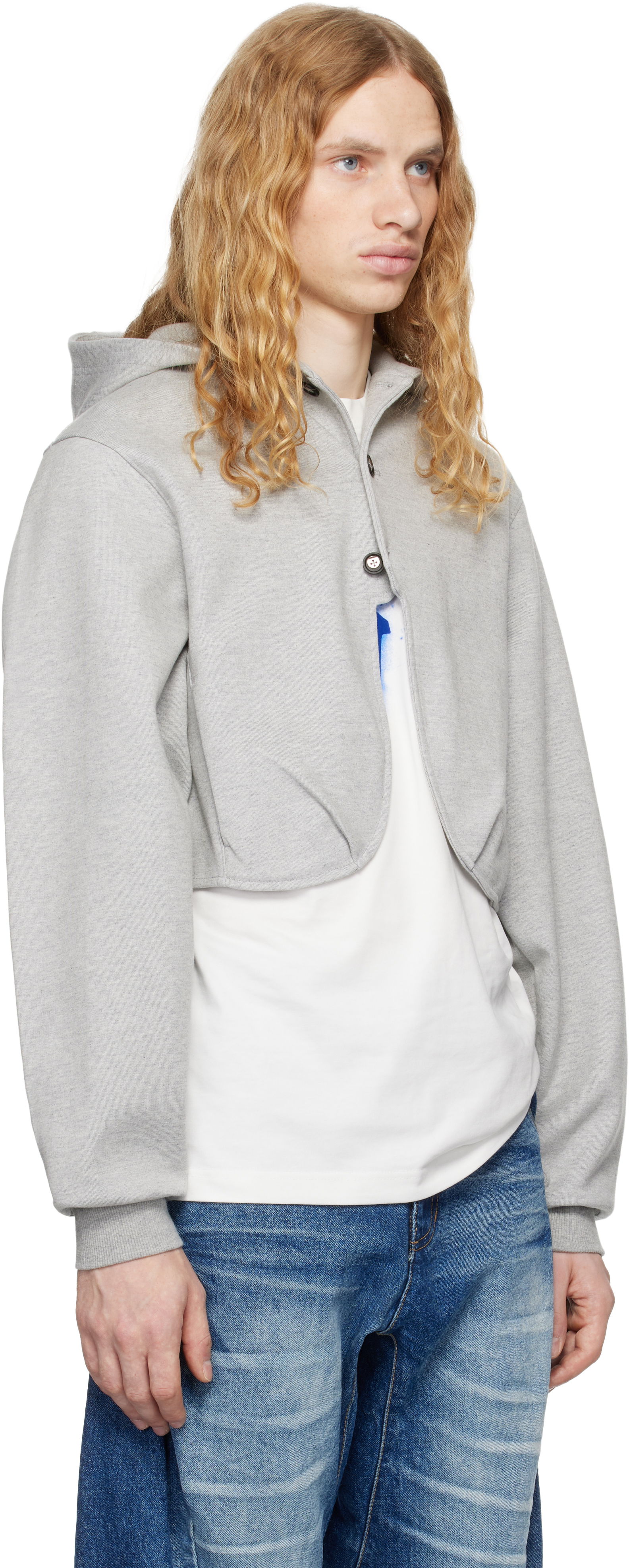 Cropped Button Hoodie