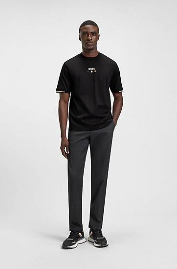 Tričko BOSS Pima Cotton Tee with Tennis Ball Graphics Čierna | 50545292, 1