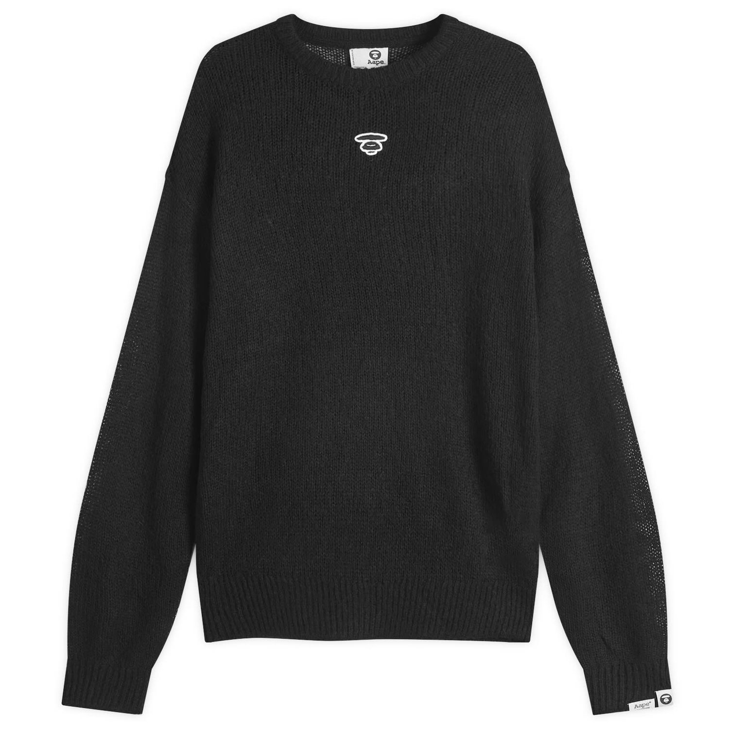 Sveter AAPE by A Bathing Ape AAPE Logo Mohair Knit Sweater, Size Large Čierna | AAPKNMB373XXNBKX, 0