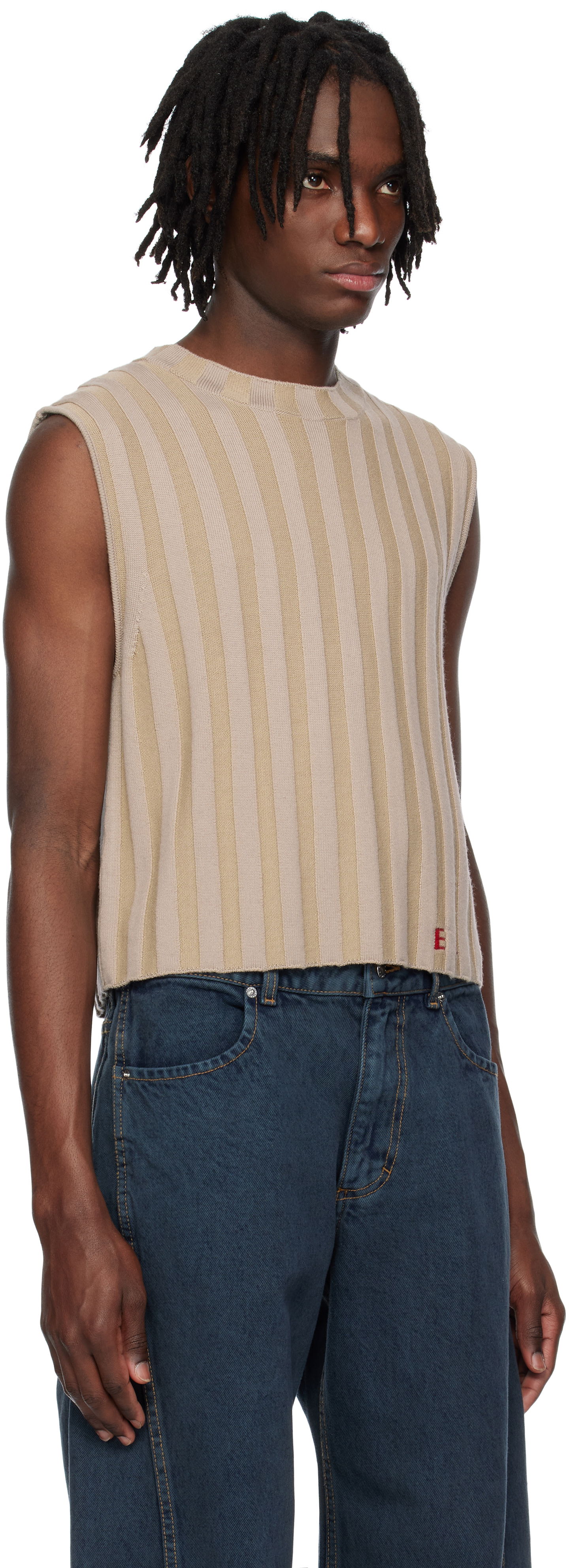 Sveter Eckhaus Latta Eckhaus Latta Knitted Cropped Vest Béžová | 8025-EL-PS25-DU - DUNE, 1
