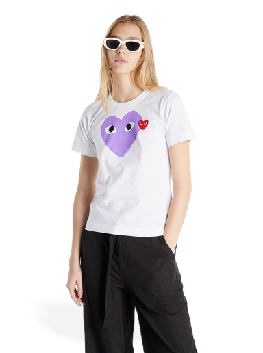 Tričko Comme des Garçons PLAY Tee Biela | AZT105 purple