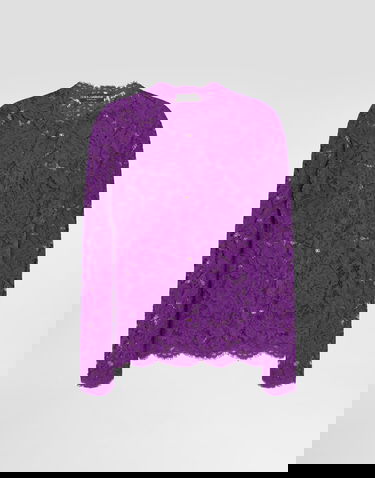 Košeľa Dolce & Gabbana Cordonetto Floral Lace Button-Up Top Fialová | F29TUTHLM7LF0571, 0