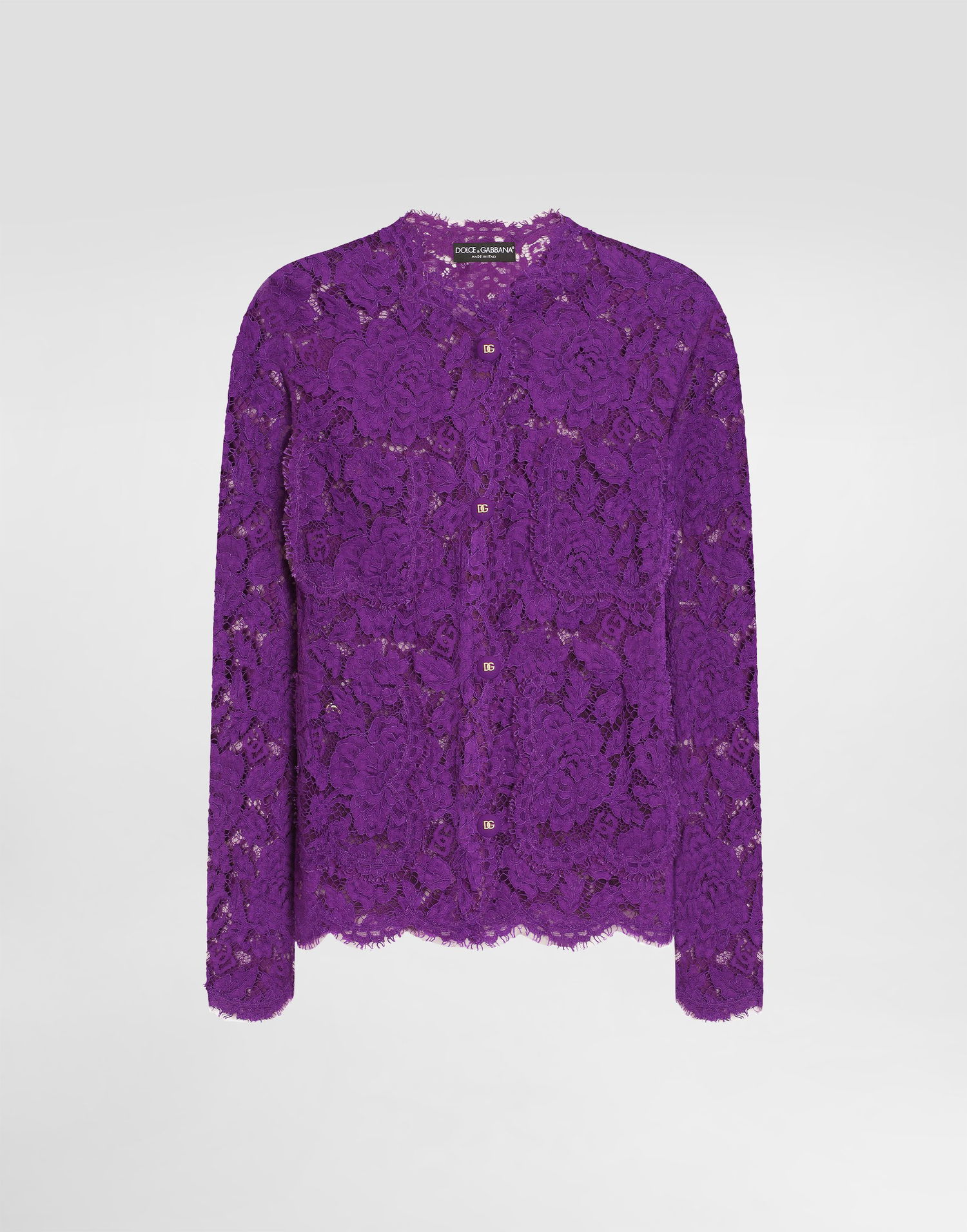 Košeľa Dolce & Gabbana Cordonetto Floral Lace Button-Up Top Fialová | F29TUTHLM7LF0571, 0