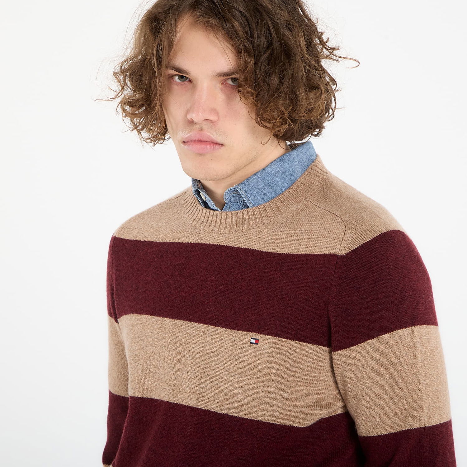 Sveter Tommy Hilfiger Striped Lambswool Crew Neck Sweater Rôznofarebný | MW0MW36535 0BQ, 1