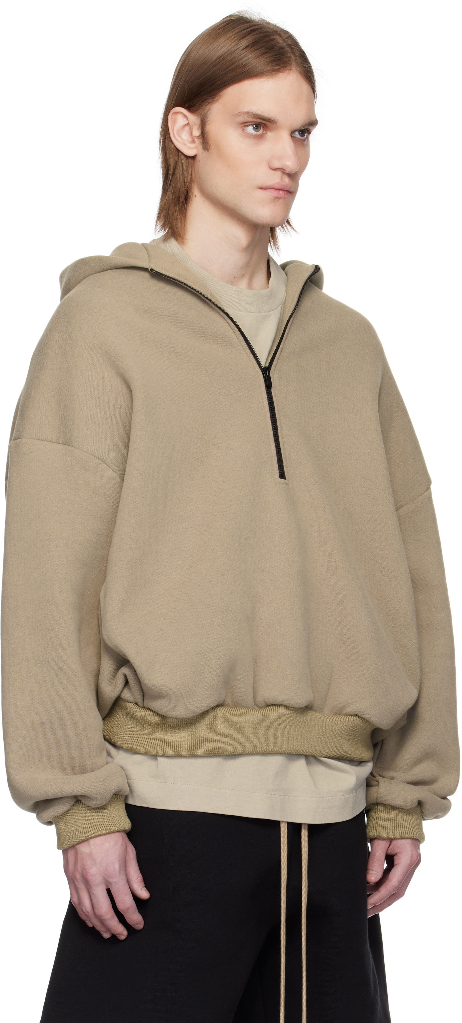 Mikina Fear of God Fear of God Fleece Half Zip Hoodie Béžová | FGE250-513CCF, 1
