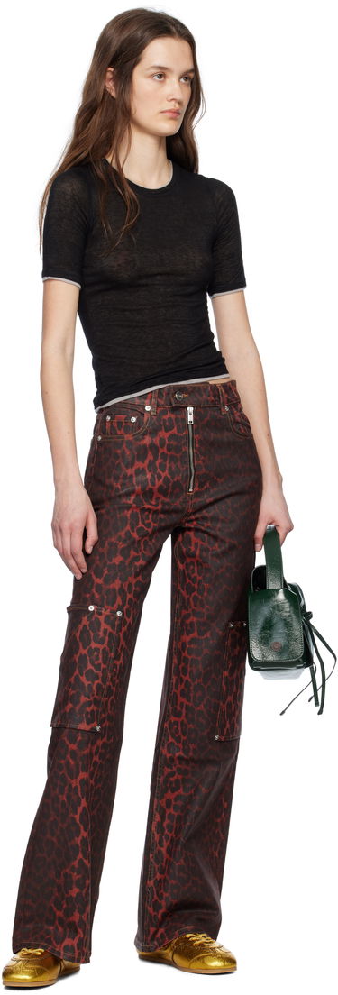 Cargo nohavice GANNI Ganni Andi Foil Cargo Jeans Červená | J1680, 3