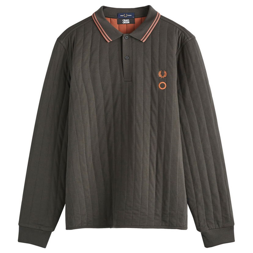 Polo tričko Fred Perry Long Sleeve Quilted Polo Šedá | SM8152-ANT