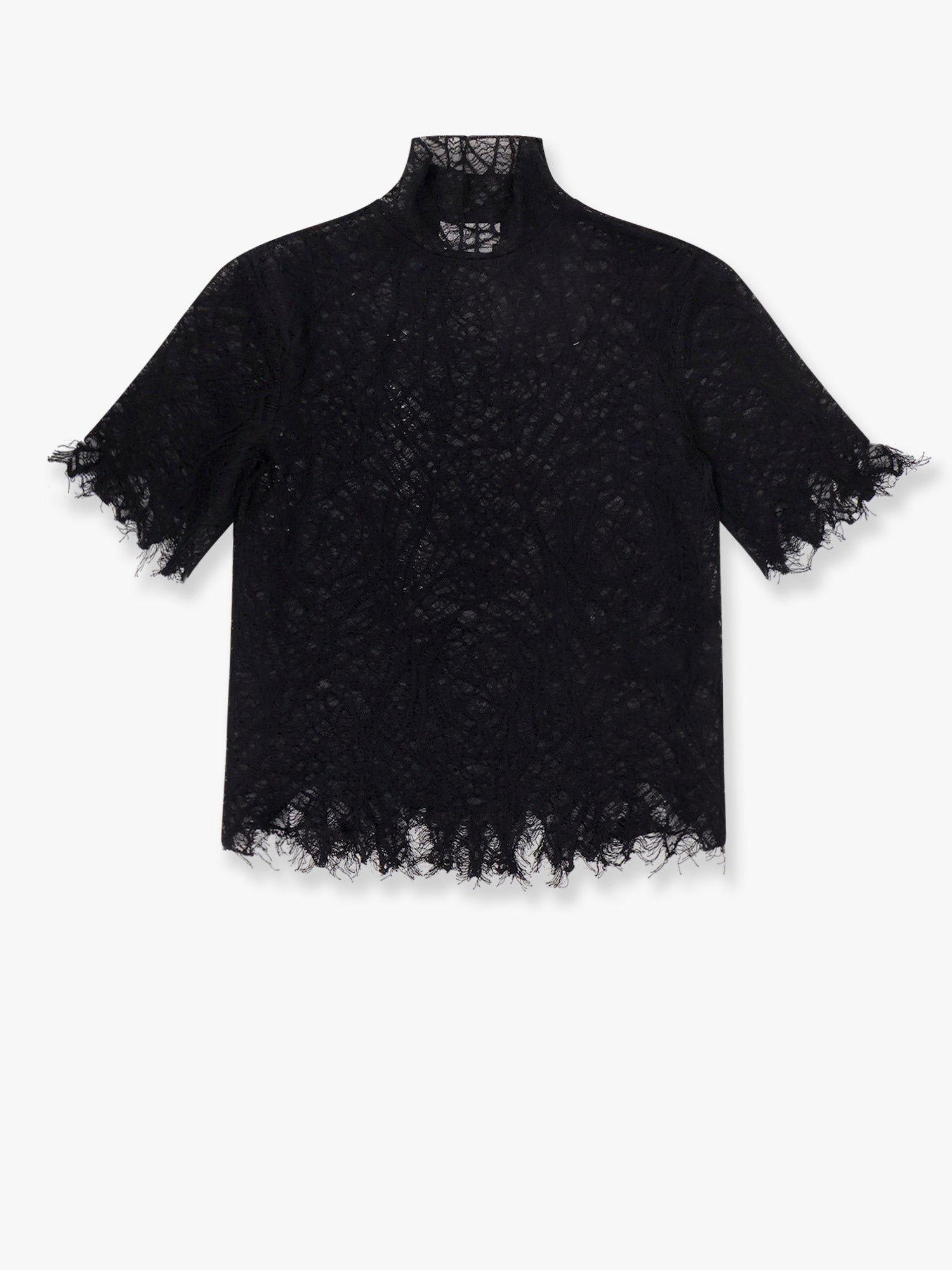 Tričko Alexander McQueen Alexander McQueen Women's Lace Mock Neck Top Čierna | 829306Q1BC91000, 0