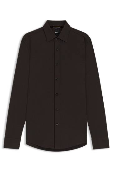 Košeľa BOSS Slim-fit mercerised cotton shirt Hnedá | 50550694