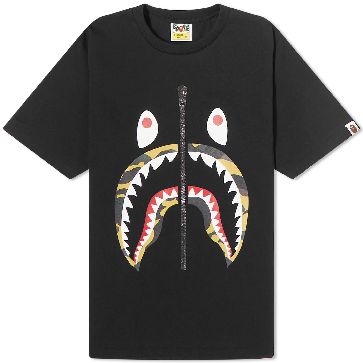 Tričko BAPE 1st Camo Shark T-Shirt Black Yellow Čierna | 001TEJ302007L-BKY, 0