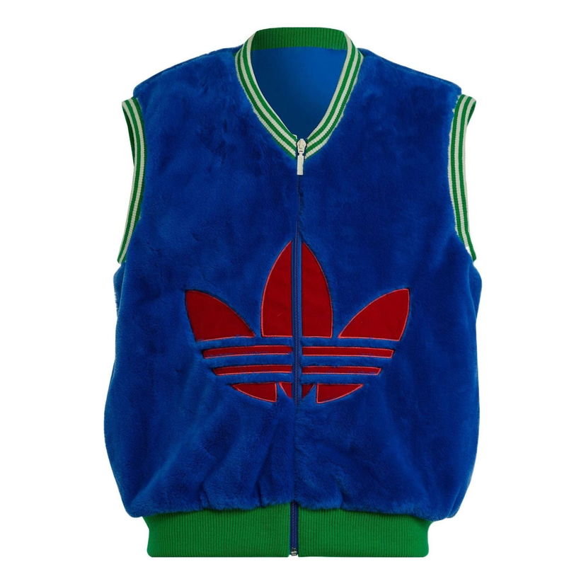 Vesta adidas Originals Heritage Now Logo Faux Fur Vest Modrá | IB3432