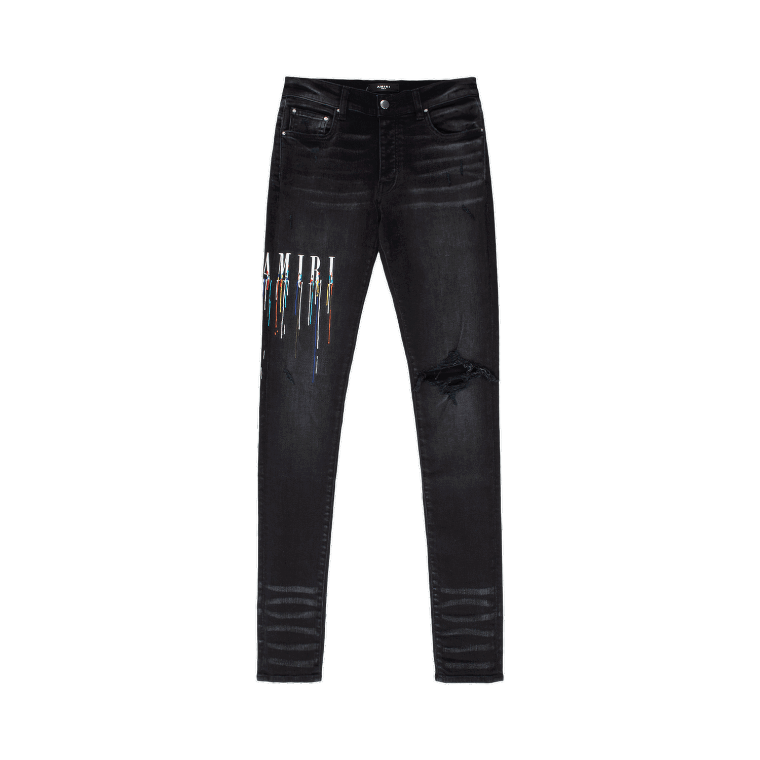 Džínsy AMIRI Paint Drip Logo Jeans Čierna | PS22MDS142 023 AGED, 0