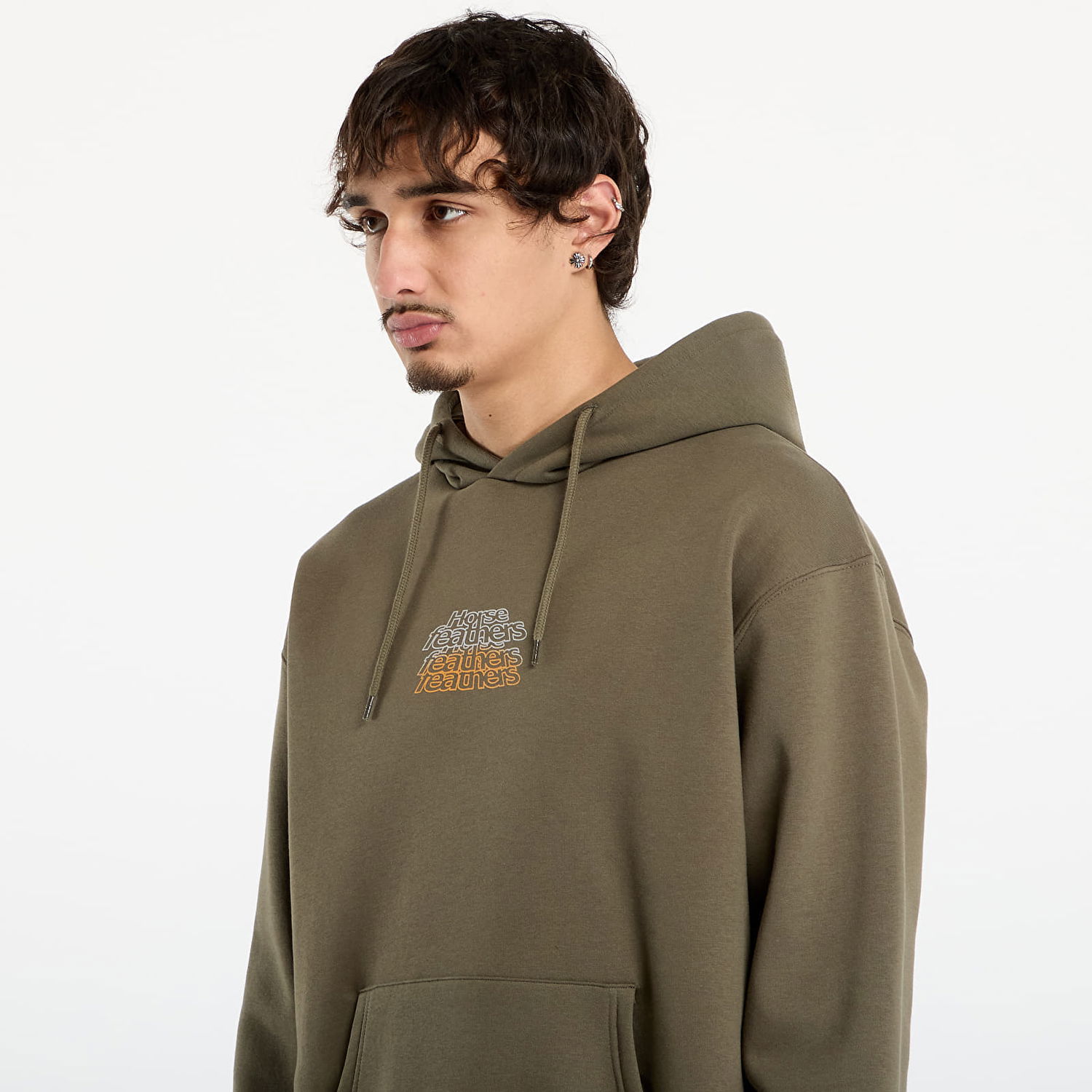Mikina Horsefeathers Rollin Graphic Print Hoodie with Kangaroo Pocket Zelené | SM1388B, 1