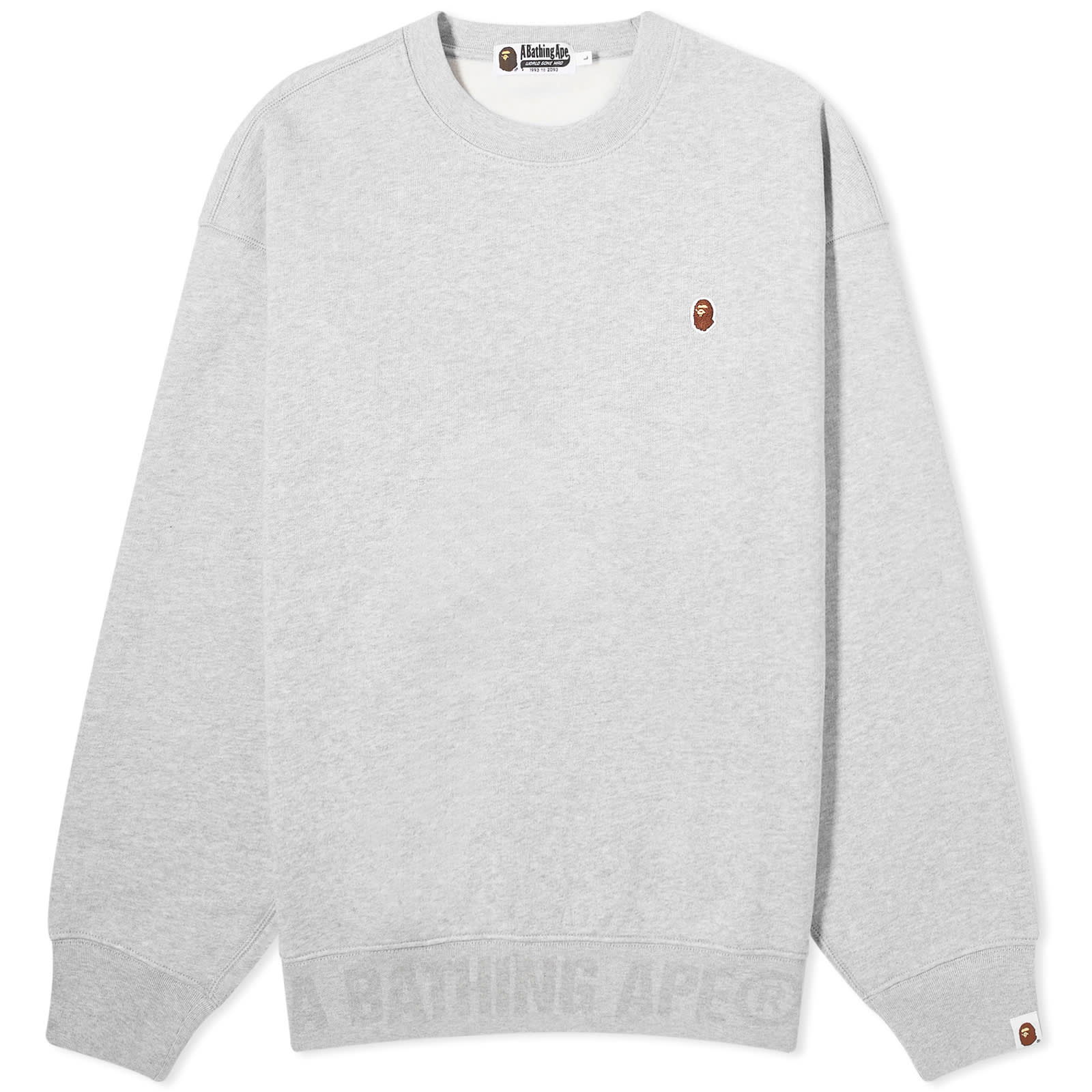 A Bathing Ape Ape Head One Point Crewneck Gray