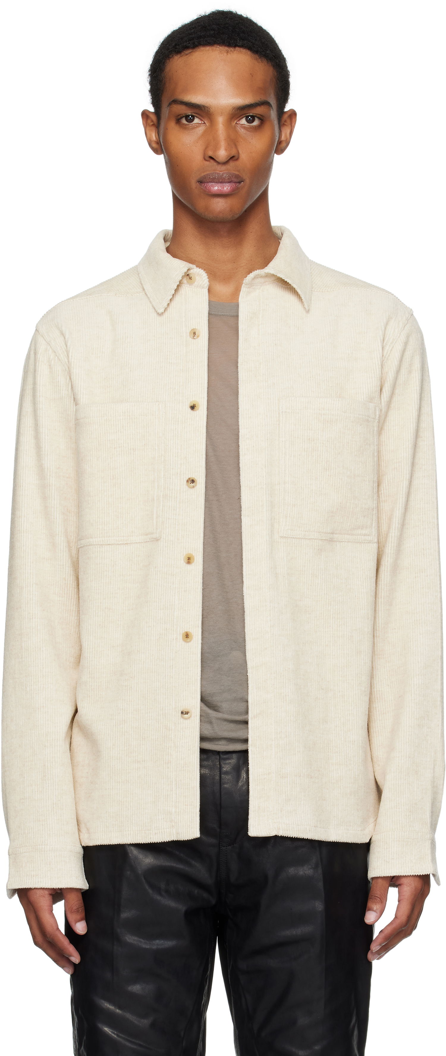 Košeľa Rick Owens Rick Owens Concordians Corduroy Work Shirt Béžová | RU02E1292 MLC, 0