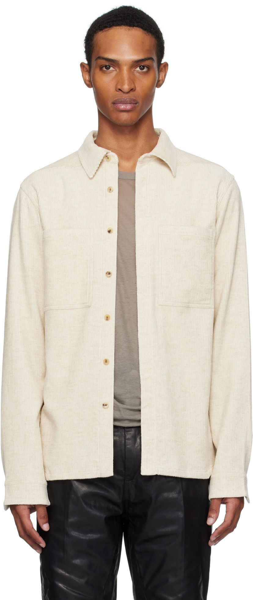 Košeľa Rick Owens Rick Owens Concordians Corduroy Work Shirt Béžová | RU02E1292 MLC