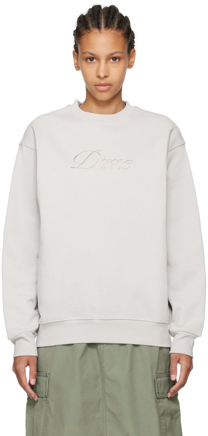 Mikina Dime Gray Cursive Sweatshirt Šedá | DIMESP24D213CEM