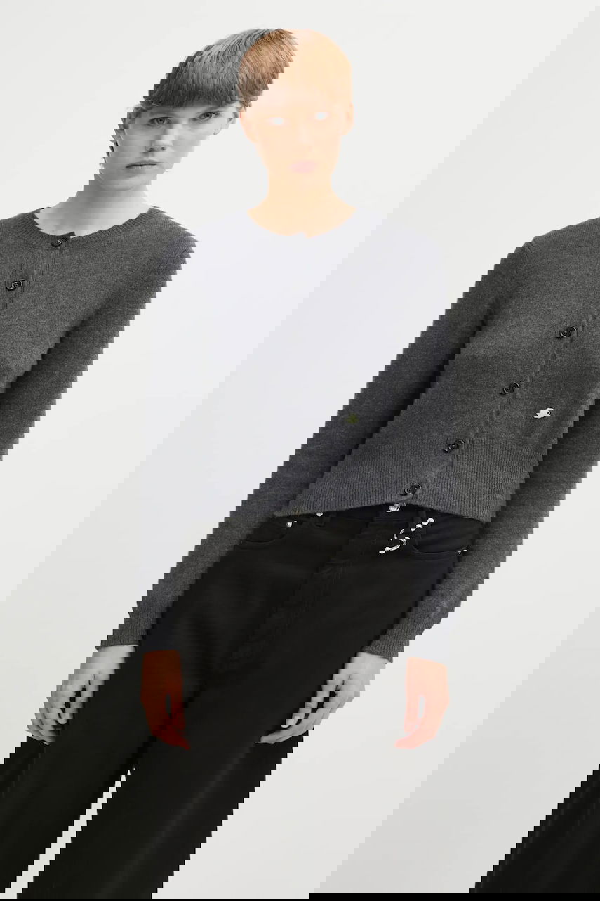 Sveter JW Anderson JW Anderson Contrast Embroidery Cardigan Šedá | KW1447.YN0447, 0