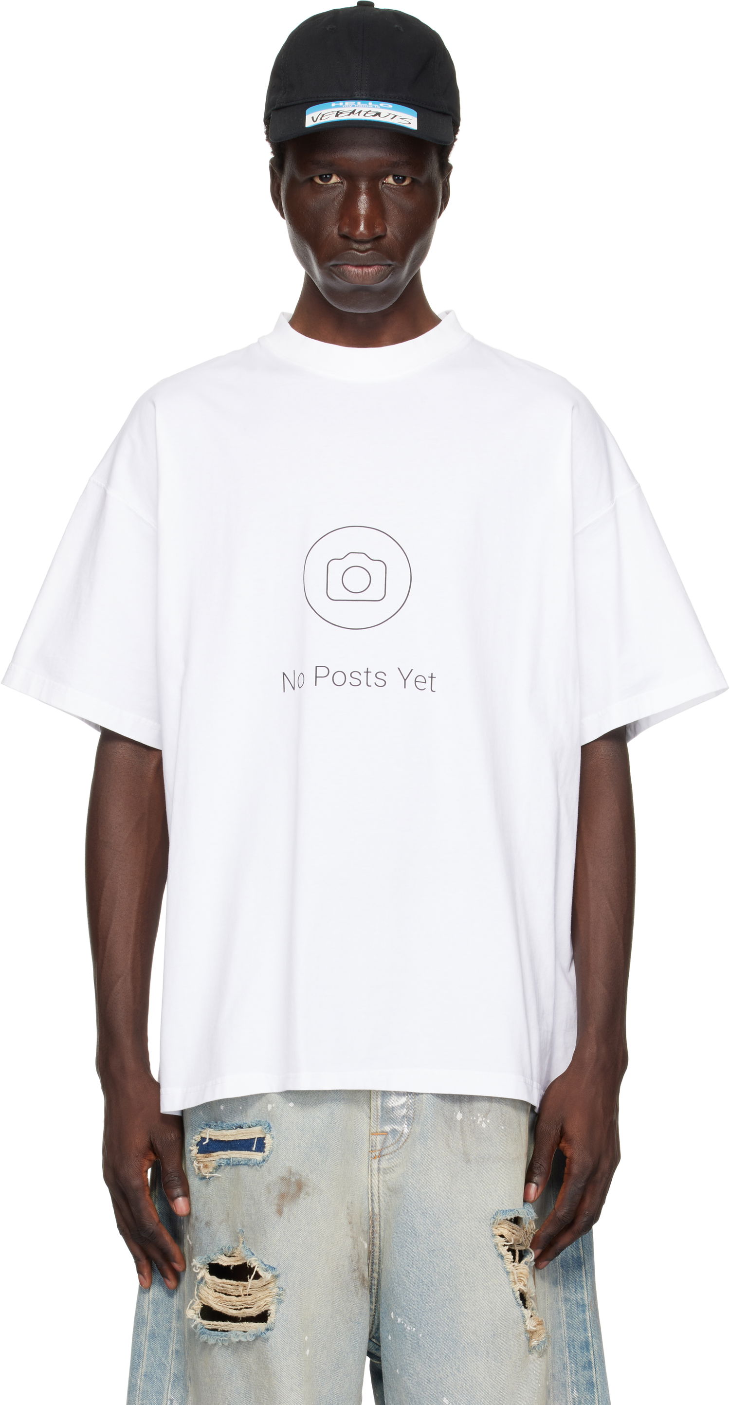 Tričko VETEMENTS 'No Posts' Graphic Print Regular T-Shirt Biela | UA66TR730W, 0