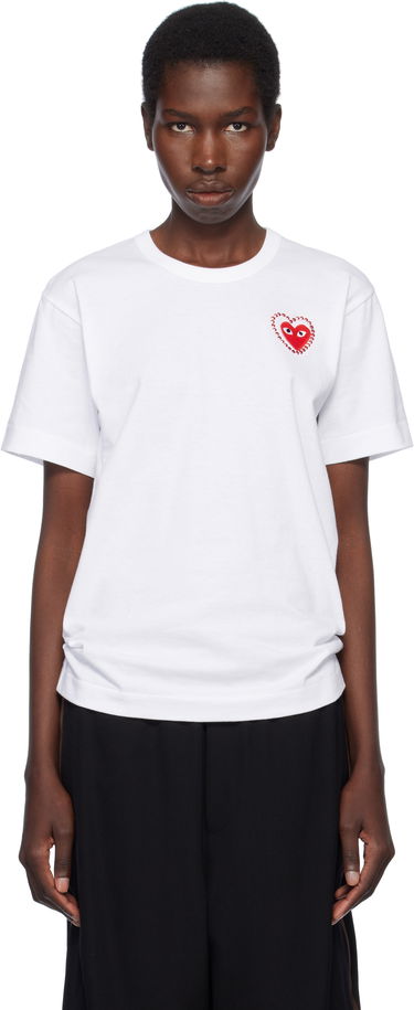 Tričko Comme des Garçons PLAY Metal Stone Emblem Heart T-Shirt Biela | AX-T802-051, 0