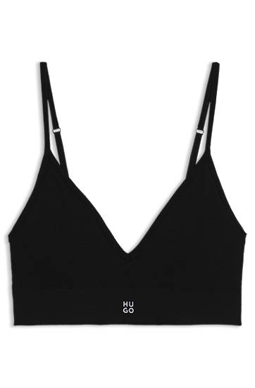 Podprsenka BOSS HUGO Seamless Ribbed Bralette with Removable Padding Čierna | 50545745, 0