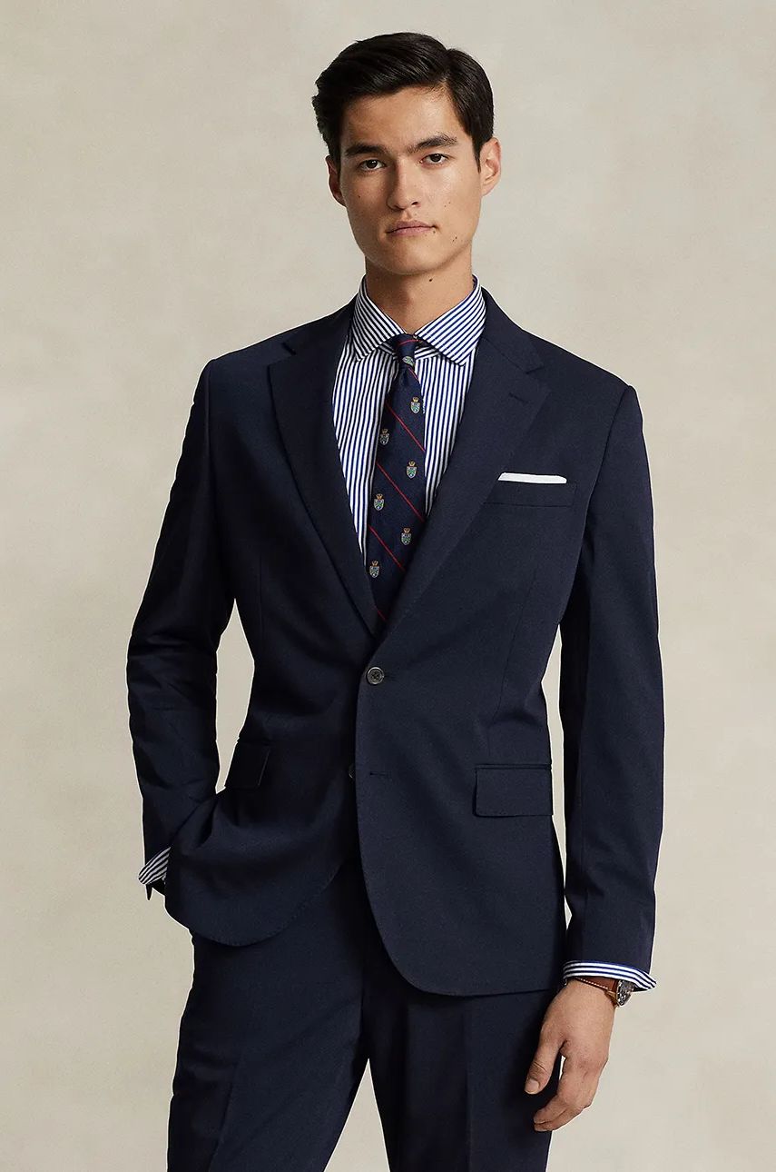Navy Blue Wool Blend Blazer