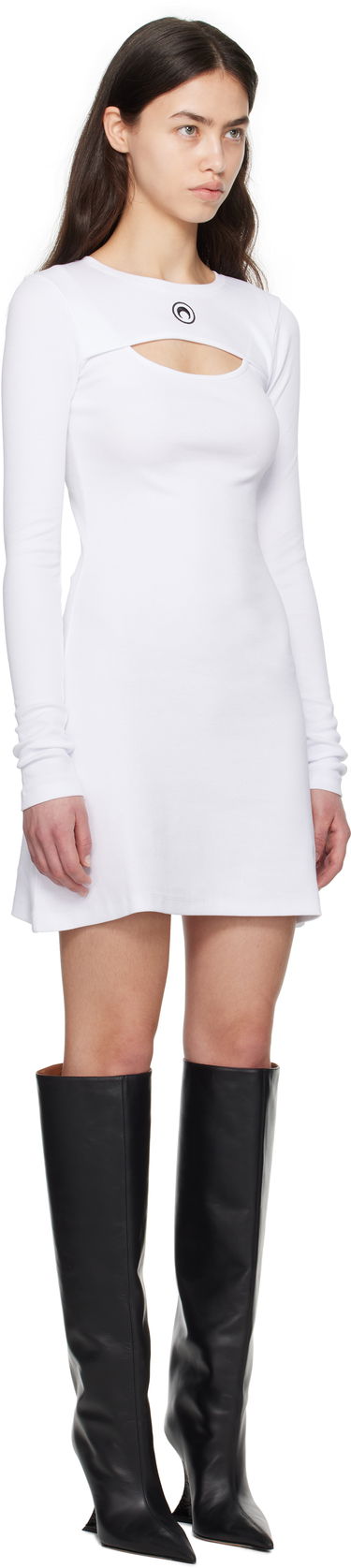 Šaty Marine Serre Marine Serre Moon Logo Ribbed Minidress Čierna | WDR346A CJER0011, 4