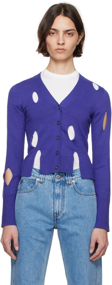 Sveter JW Anderson JW Anderson Slit Cardigan Fialová | KW1413-YN0440, 0