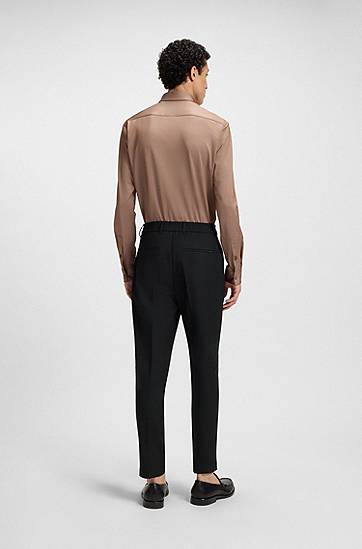 Nohavice BOSS Tapered-Fit Stretch Trousers Čierna | 50546063, 1