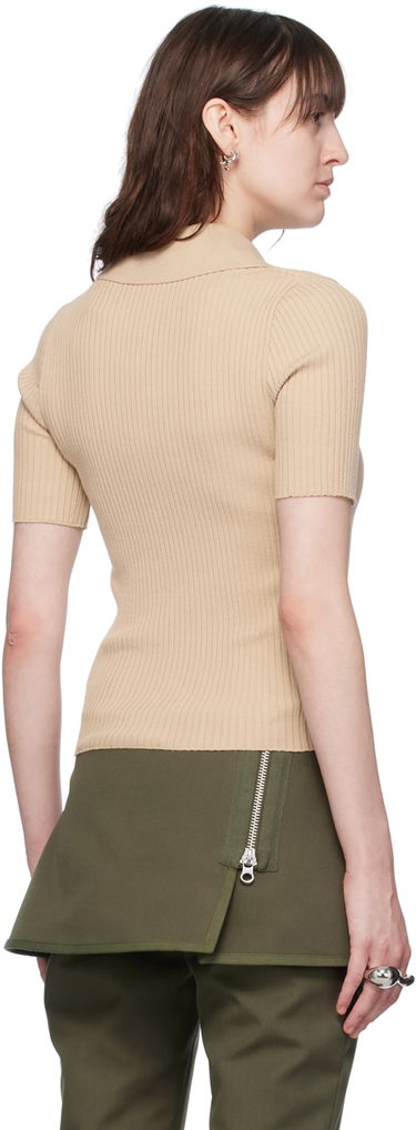 Polo tričko Courrèges Courrèges Ribbed Knit Polo Shirt Béžová | VESMPO029FI0001, 2
