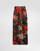 Dolce & Gabbana Rose-Print Chiffon Midi Skirt