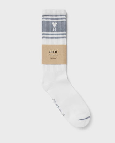 Ponožky AMI Striped Socks With Heart Logo Biela | USC012.AW0015-4012, 0