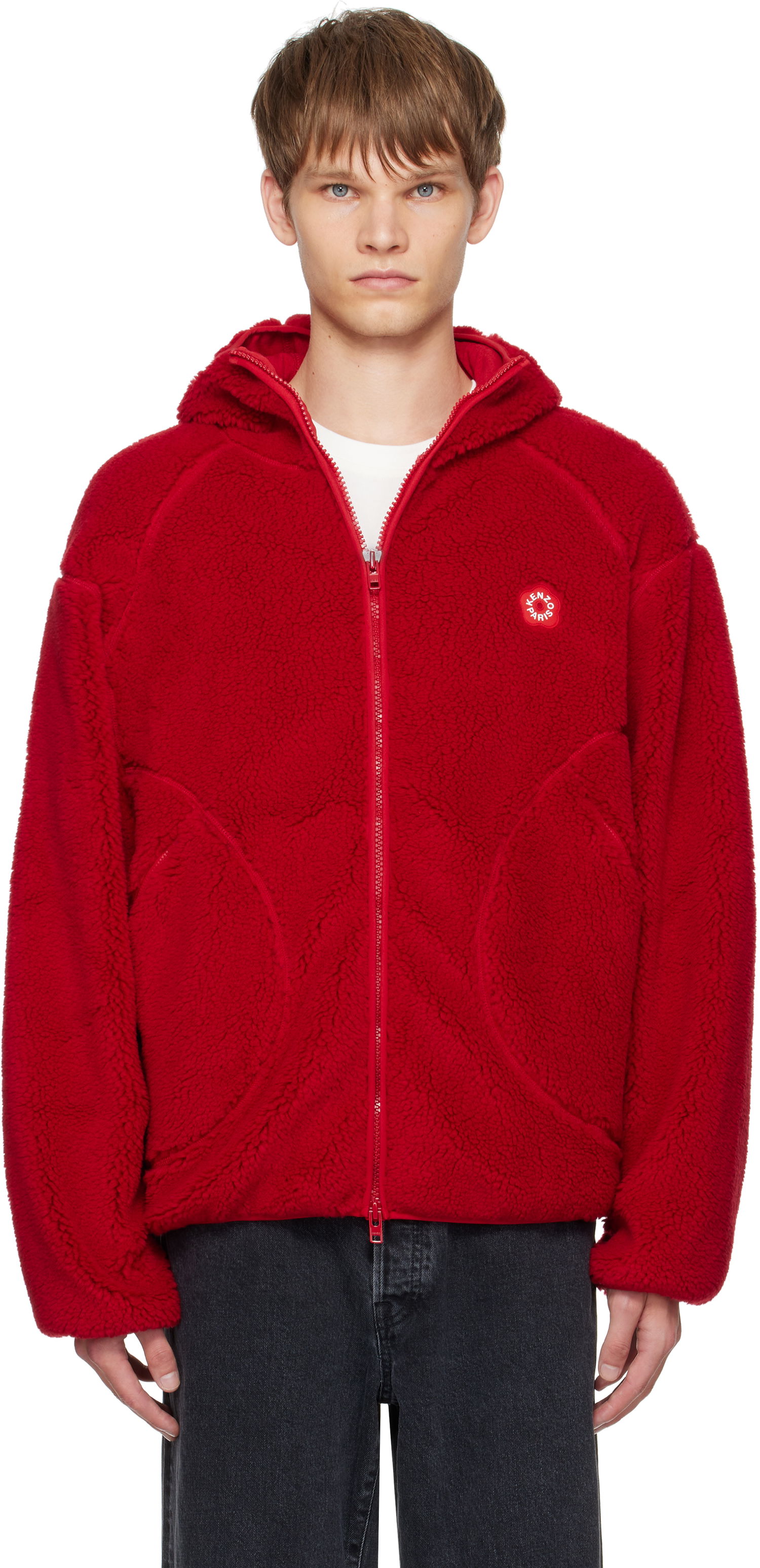 Bunda KENZO Kenzo Paris 'Boke Flower 2.0' Fleece Zip-Up Hoodie Červená | FF65BL5504FP, 0