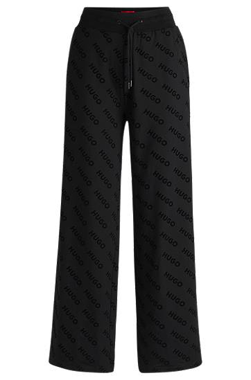 Tepláky BOSS HUGO Drawstring Tracksuit Bottoms with Flock-Printed Logos Čierna | 50531676