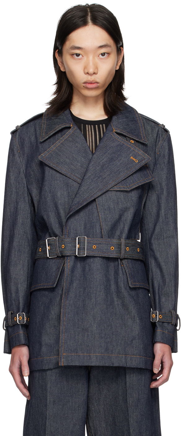 Trenčkot Helmut Lang Helmut Lang Denim Rider Jacket Modrá | O05HW103, 0
