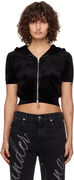 Alexander Wang.t Cropped Velour Zip-Up Hoodie
