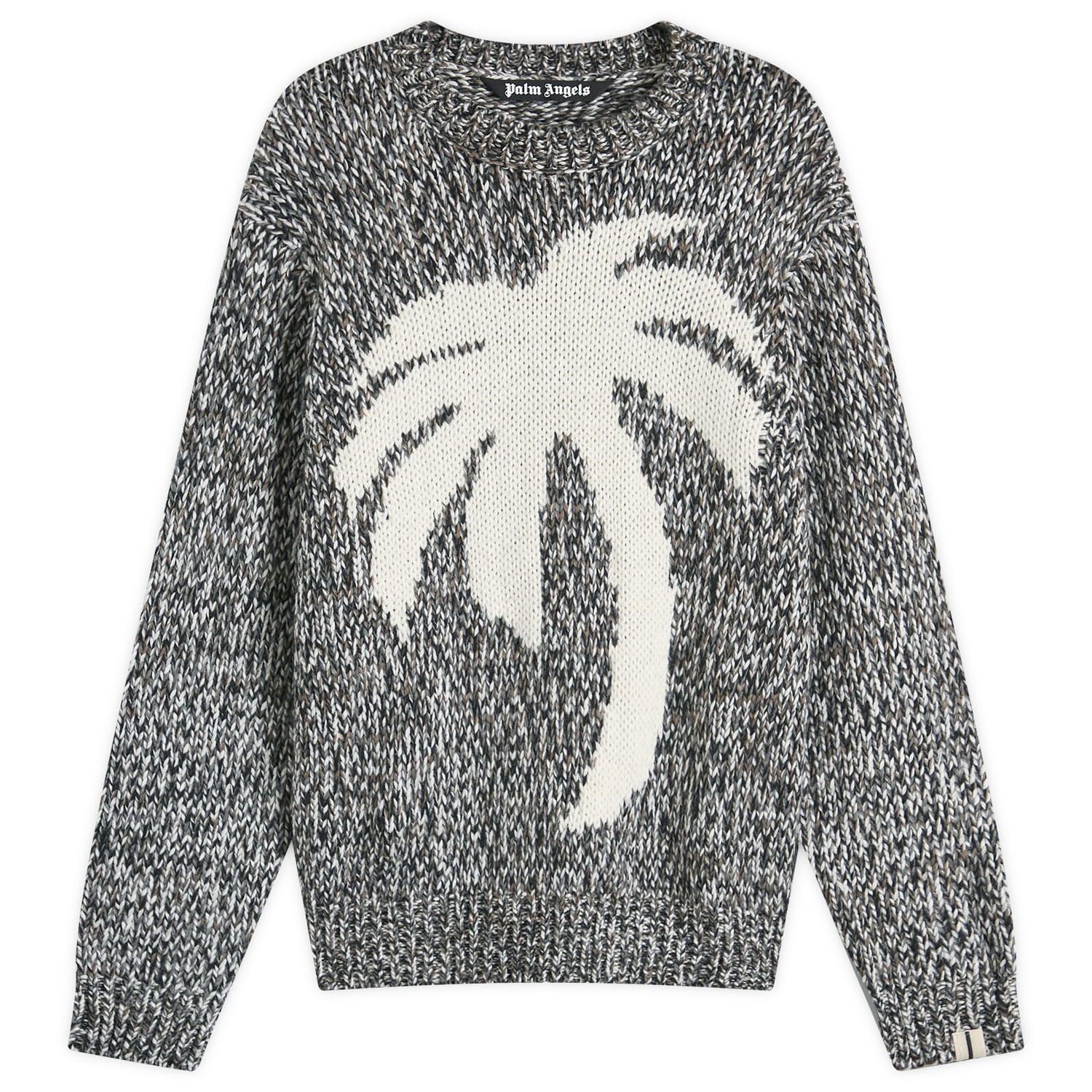 Sveter Palm Angels Melange Palm Knit Šedá | PMHE066F24KNI0010803, 0