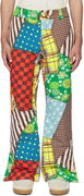 Patchwork Print Flare Trousers