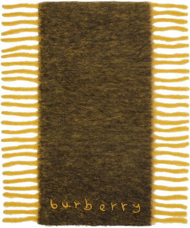 Šál Burberry Alpaca Wool Blend Fringed Happy Scarf Hnedá | 8118734, 0